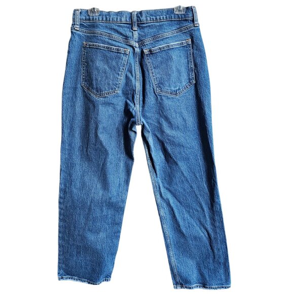 Abercrombie & Fitch Women's Blue Vintage Straight Leg High Rise Sz 29 / 8 Short - Picture 4 of 14